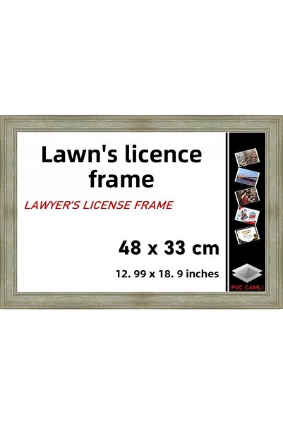 Mirglart إطار مستندات فضي من الزجاج PVC مقاس 30 مم - ترخيص المحامي| الحجم: 48 × 33 سم