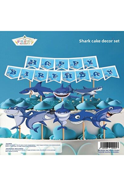 Mini Parti متجر الحفلات الصغيرة - مجموعة تزيين الكيك ذات الطابع القرش