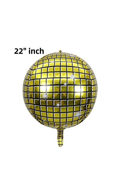 Patladı Gitti بالون رقائق ديسكو ذهبي كبير الحجم 4D مقاس 22 بوصة