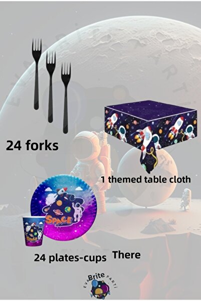 Evabrite Space Themed Set Media for 24 People - Προμήθειες για πάρτι γενεθλίων