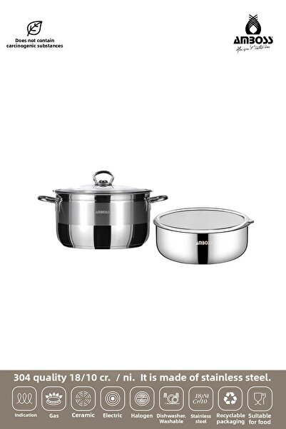 Amboss 4 Piece Cook and Store Stainless Steel Pot Storage Container Practical Set