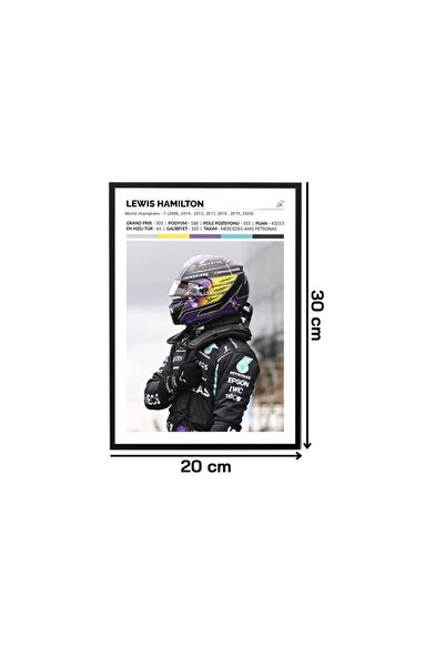 NT Handmade Black Frame Look Lewis Hamilton Decor de perete Sufragerie Dormitor Copii Camera MDF 20x30 Pictură