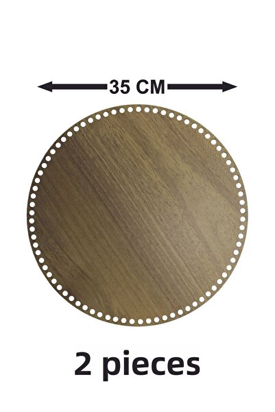 şamaksesuar 3 mm Mdf Wooden Basket Tray - 35 cm Round Oak, Single Face (2 Pie...