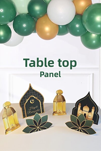 PEKSHOP Set de panouri decorate Ramadan din aur verde - pe masă, masă de bun augur