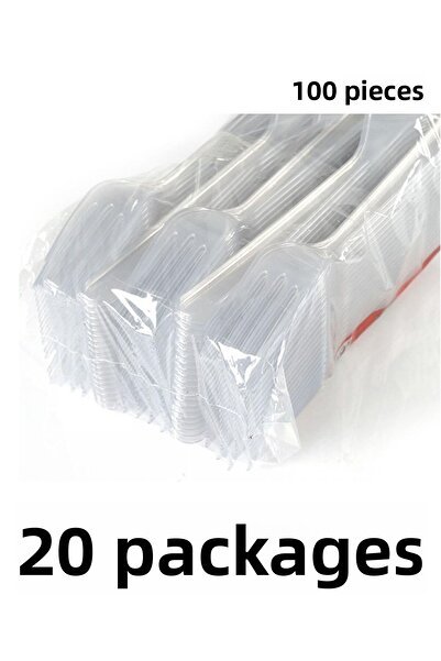 Yakutsan 20 عبوة (100 قطعة) شوكة بلاستيكية فاخرة شفافة