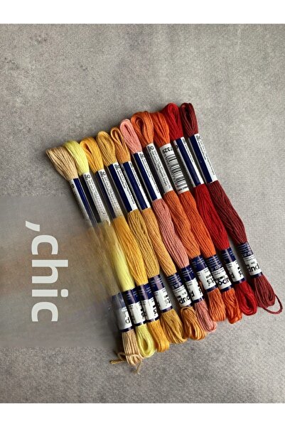 BibuPunch خيط تطريز بيبو مولين 10 ألوان مختارة خصيصًا - درجات الأحمر/الأصفر