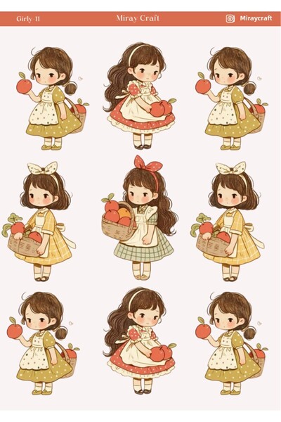 MirayDesign قطعة واحدة من ملصق الرسوم التوضيحية للفتيات ذات الطابع الأنمي (12...