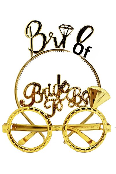 BSRE مجموعة نظارات العروس مع نقش التاج ونقش العروس باللون الذهبي