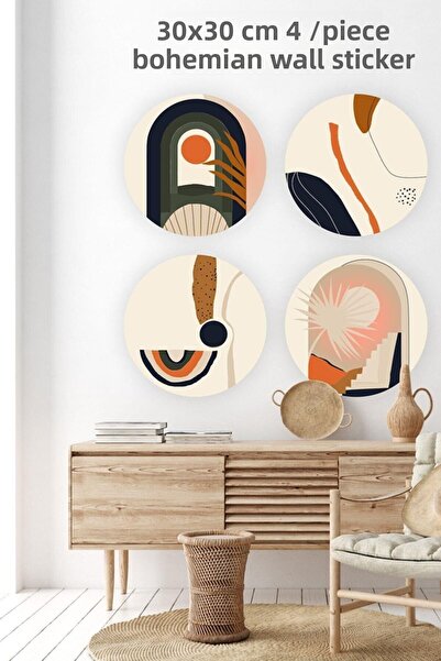 MSticker ملصق حائط بتصميم بوهيمي مكون من 4 قطع بتصميم مخصص