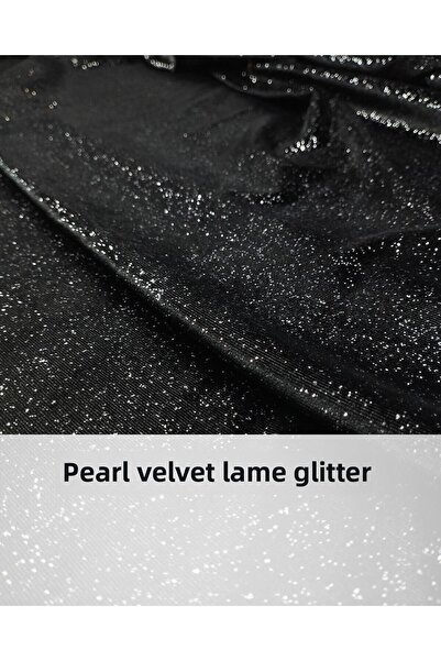 Kumaş Parça Silvery Velvet in Black Color (Width 110 cm X Length 245 cm)
