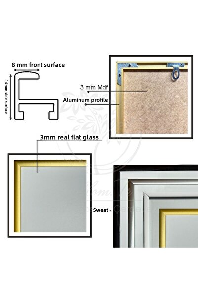 Tablomtr Cadru de sticlă cu cadru metalic argintiu 1 bucată