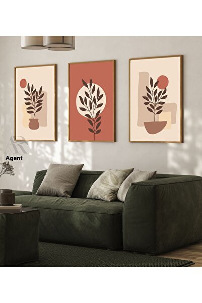 AR AJANS KANVAS TABLO Design frunze în forme geometrice aspect cadru 3-PIECE ...