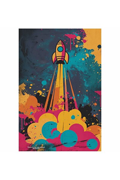 Hayat Poster se prelungește racheta cu nor colorat distracție știință decorarea casei pictură pop art poster retro din lemn