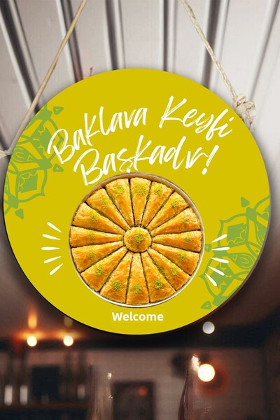 Nod Baklava Salon Wall, Door, Double-Sided Hanging Board Welcome Sign, Baklav...
