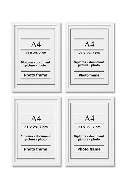UON A4 Frame White 21x30 Diploma Document Certificate 4-Piece Flat Model Photo Picture Frame Set