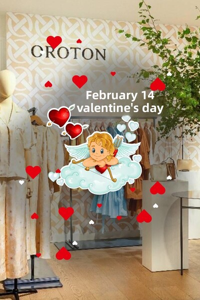 New Jargon Autocolant drăguț pentru vitrină din sticlă cu Eros și inimioare d...