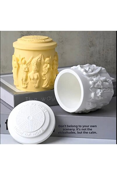 Amber Stüdyo Angel Embossed Jewelry or Candle Jar, Jewelry Box