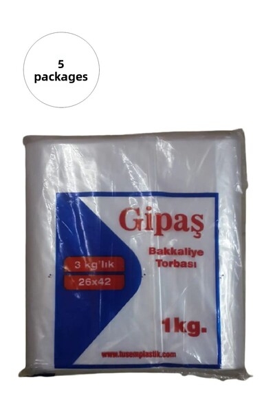 GİPAŞ Grocery Nylon Bag 3kg 26x42 cm 5 Packs (Takriben 825 Pieces)