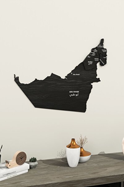 Colorfull Worlds 3D Wooden Map of United Arab Emirates 60X48 cm - Islamic Wall Art Home Office Mosque Decor
