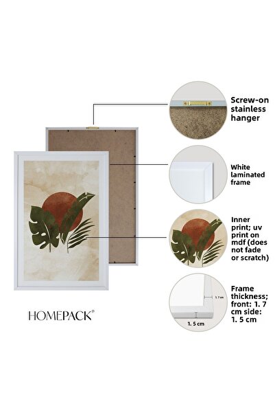 HOMEPACK Set cadru laminat alb 3 piese Pictură Hpn064