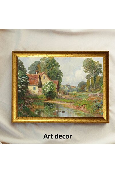 Sanart Pictură de epocă cu cadru, pictură în ulei, pictură înrămată, decor artistic, pictură peisaj