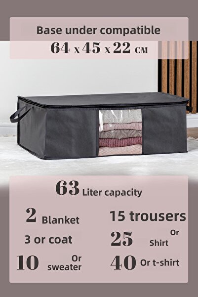 FORSACE 6 Pieces Base and Underbed Compatible Windowed Clothes Pillow Bag Organizer Storage Bag 64x45x22cm