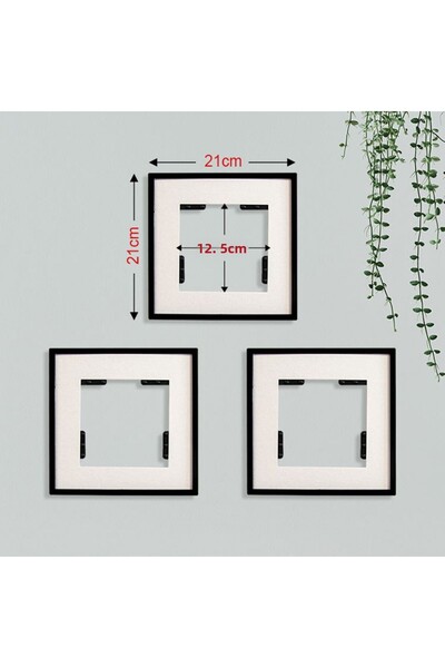 Lodos Adhesive Removable Framed 21X21Cm Square Frames - Pack of 3 Pvc Li