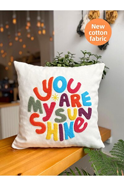 RahanDesign Husă de pernă colorată din bumbac pentru copii - Brodată, 43*43cm
