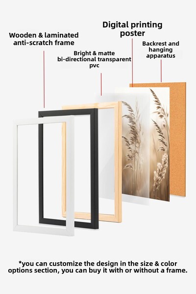 Postifull Слънчева светлина, рамка за картина, дървена рамка и постер, вертикална картина за стена, серия Comfort NO:108409