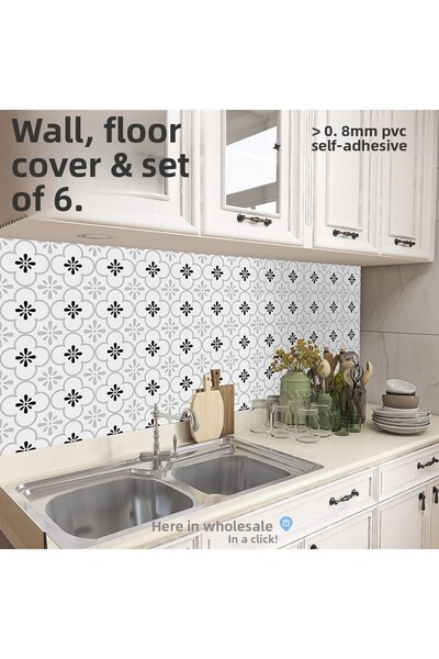 Trendpoint Самозалепващ се PVC стикер 6 броя 20 см × 20 см Кухня Баня Стена П...