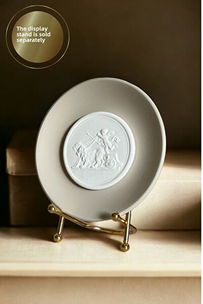 HOME DEKORİSTA Decorative Plate, Decorative Object, Gold Color Plate, White Decorative Object, Home Decorista K1