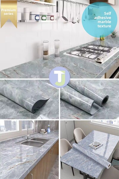 Technojet Folie autoadeziva cu model de marmura pentru bucatarie baie acoperire perete blat 60cmX100cm