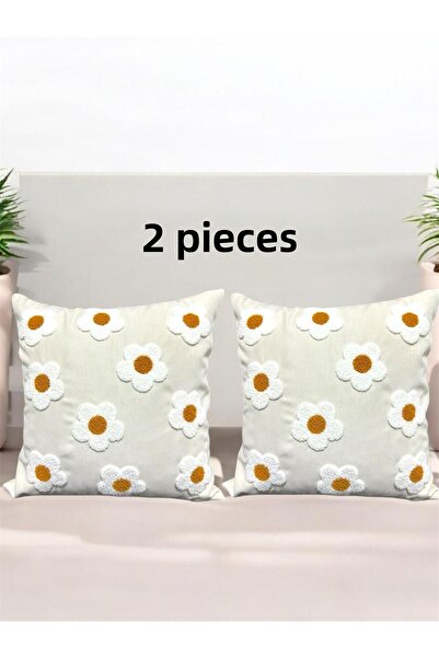 HD HOME COLLECTİON (2 bucăți) Husă pentru pernă din țesătură de in cu model m...