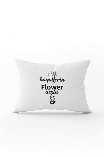 Cango Home Λευκό Μαύρο Drop Let Your Dreams Bloom Written Digital Printing Throw Pillow Μαξιλαροθήκη - Cgh415-3550 Çi