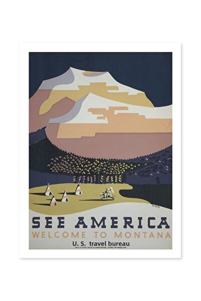 Beril Yamaç Design Studio Αφίσα αντίγραφου τέχνης vintage της Αμερικής, Μοντά...