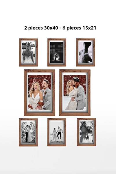 yhfoto 30x40 και 15x21 Ξύλινο MDF Πλαίσιο PVC - Σετ 2 τεμαχίων 6 τεμαχίων κορνίζας φωτογραφιών