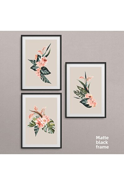 HOMEPACK Set cadru laminat negru 3 piese Pictură Hpn026