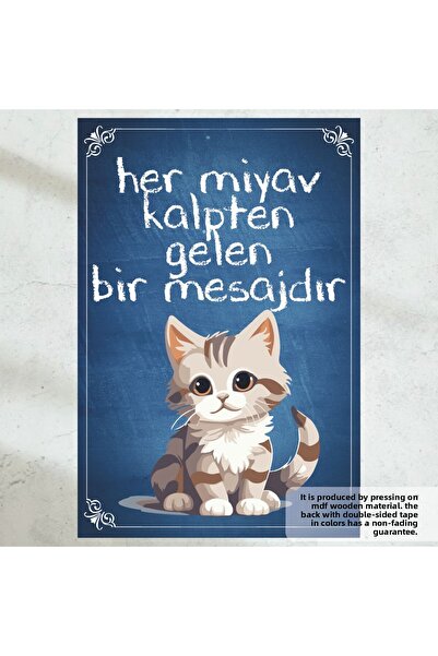 Hayat Poster pisica minunată miau decorare acasă pictură poster retro din lemn