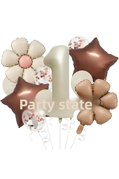 Parti Station مجموعة بالونات ريترو كولور ديزي كونسبت عمر سنة واحدة، مجموعة با...