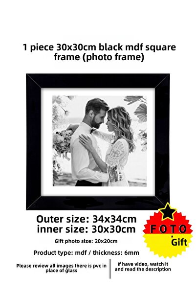 yhfoto Cadru pătrat MDF negru - 1 bucăți 30x30 rame foto