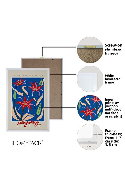 HOMEPACK Set de pictură din 3 piese cu cadru laminat alb Hpn095