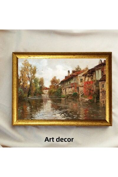 Sanart Pictură de epocă cu cadru, pictură în ulei, pictură înrămată, decor artistic, pictură peisaj