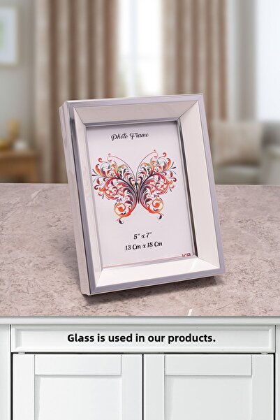 Seniste Milano Glass Decorative Picture Frame Set of 2 White-silver with Adjustable Legs - Can Be Hanged on the Wall
