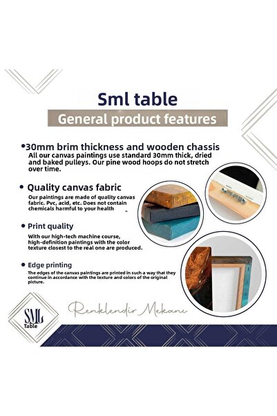 SML TABLO Bronze Metallic Looking Moon Star Τουρκική σημαία τετράγωνος πίνακας σε καμβά