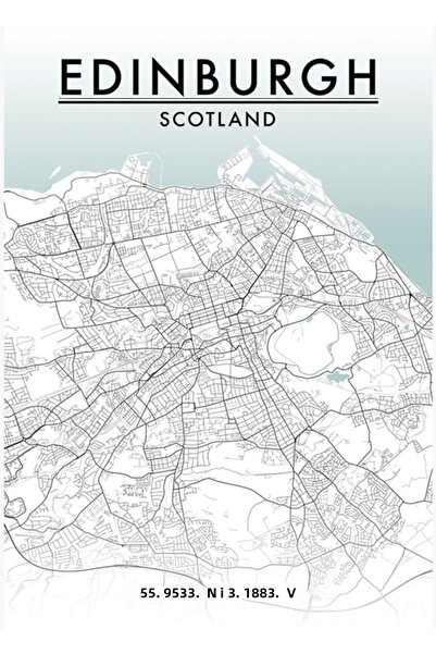 Universal Декоративен дървен плакат-таблица с карта на град Единбург