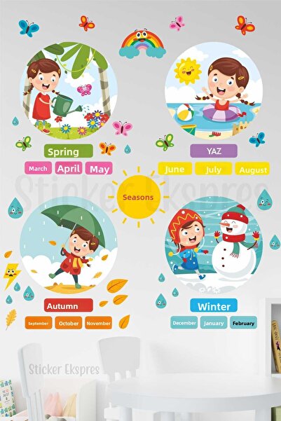 Sticker Ekspres Anotimpuri Grădiniță Creșă Școală Camera Copiilor Anotimpuri ...