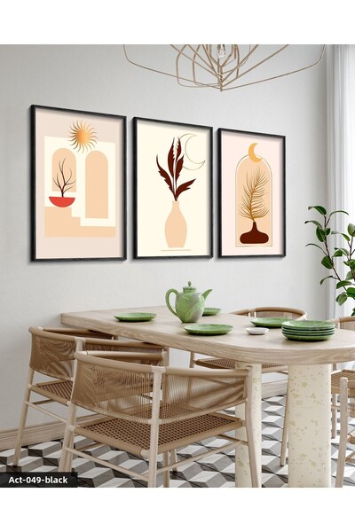 Evinemoda Desen cu design abstract în stil boem 3 piese Pictură în cadru din ...