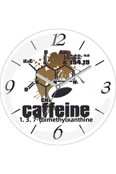 Şart Hediye ساعة حائط زجاجية حقيقية منحنيّة بتركيبة القهوة الكافيين مقاس 30 سم