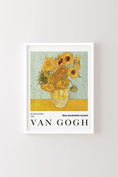 epiqart Βάζο με δώδεκα ηλιοτρόπια λουλούδια - Βινσέντ Βαν Γκογκ - Λευκό πλαίσιο
