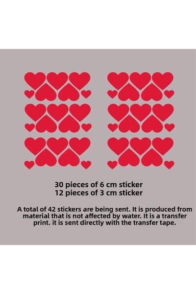 t tuğset etiket Valentine's Day 42 Pieces Glass Showcase Decoration Sticker - Heart Label, t321